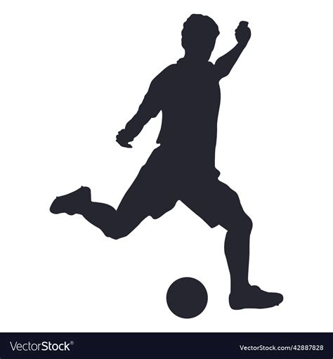 Football Player Kicking Silhouette High Quality Vector Image