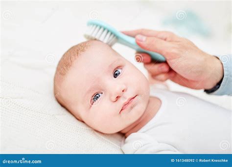 Brush Removes Dandruff From Baby Skin Stock Photo Image Of Child