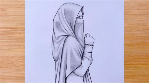 A Girl With Hijab Pencil Sketch Drawing Tutorial How To Draw Youtube