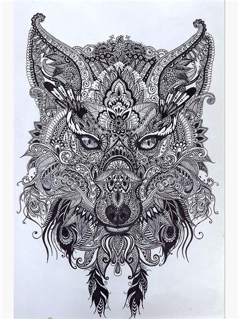 Zentagle Ornate Mandala Wolf Fox Spirit Animal Design Canvas Print