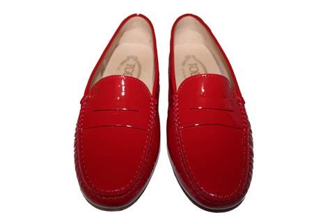 Authentic New Tods Red Patent Leather Gommini Mocassino Loafers Women