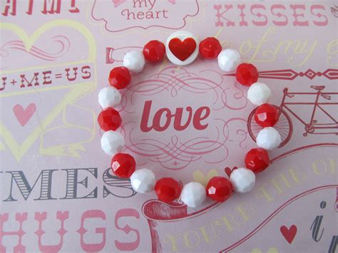 Valentine Bracelet Heart Bracelet Beaded Bracelet Valentine Etsy