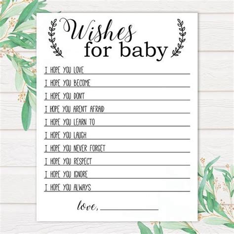 There are no words to describe the joys and stress of having a newborn. Baby Wish Cards, Wishes for Baby Cards, Baby Advice Printable Instant Download, Baby Shower ...