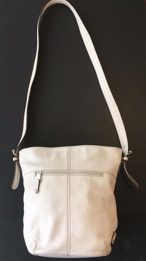 Tignanello Pebble Genuine Leather Shoulder Bag White Gem