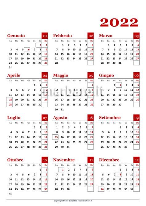 Calendario 2022 Marbaro Calendario Stampabile