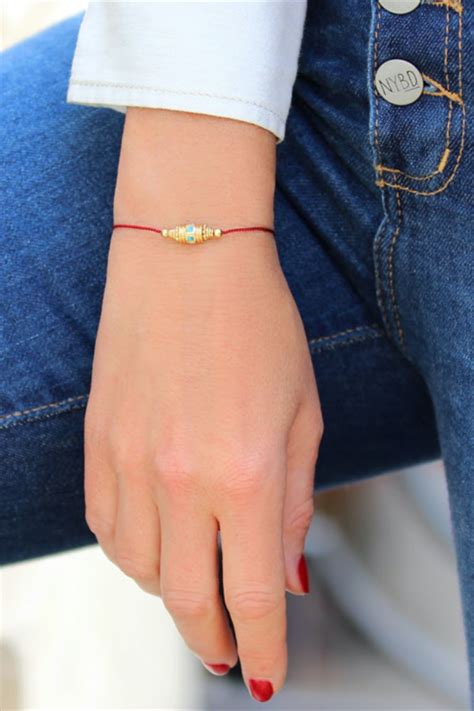 Bracelet Rakhi Rouge Bracelet Fil Pendentif En Argent Bijoux Fait Main