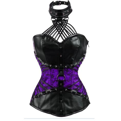 sexy women s plus size corsets leather halter gothic clothing steampunk corsets lace up boned
