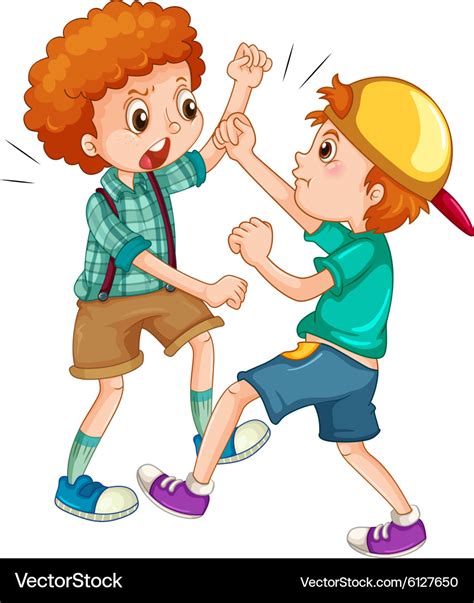 Children Fighting Cartoon