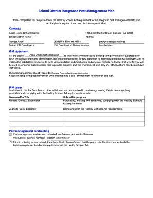 Phc is just one part of a more inclusive ipm management system b. Fillable Online Alisal When Completed This Template Meets The