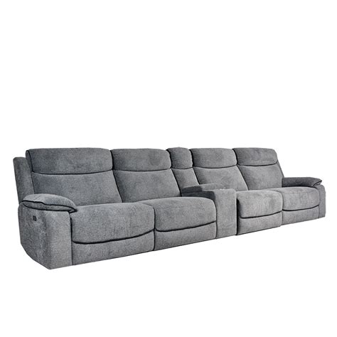 4 Seater Electric Recliner Sofa With Console In Fabric Duxton