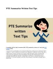 Tips For Pte Summarize Written Text Docx Pte Summarize Written Text Tips I Remember The First