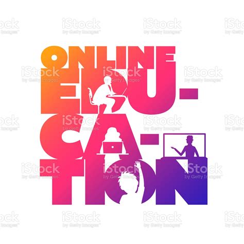 Online Education Concept Typographic Design Vector Silhouette