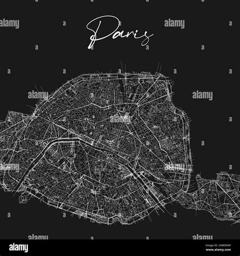 Paris City Black And White Map Map Of Paris France Black And White Poster With Parisian Street