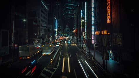 Download Wallpaper 3840x2160 Night City Street City Lights Traffic Buildings Tokyo Japan