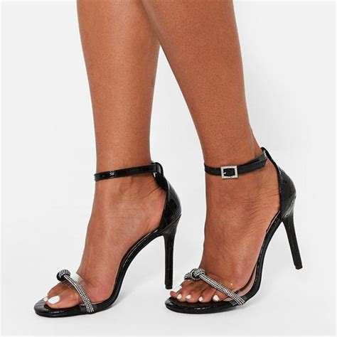 i saw it first diamante knot barely there heels heeled sandals