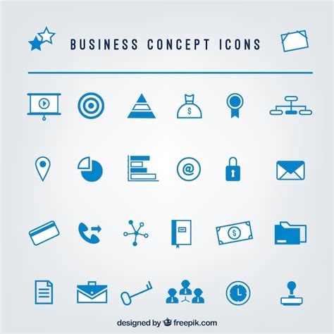 Set Of Blue Business Icons Free Vector
