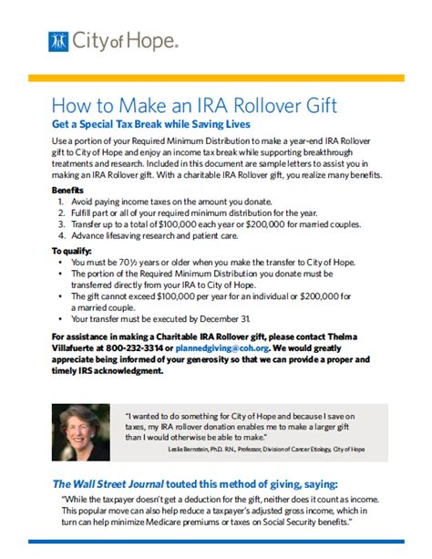 City Of Hope Planned Giving • Ira Rollover T