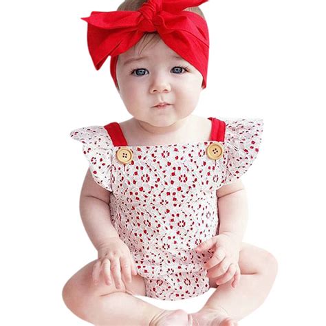 2pcs Baby Girls Romper Newborn Infant Lace Toddler Jumpsuit Rompers