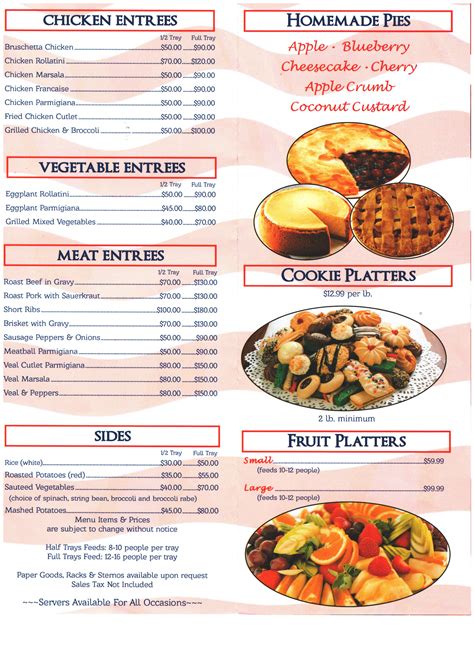 Need a menu code for all the new food updates!? All American Catering Menu