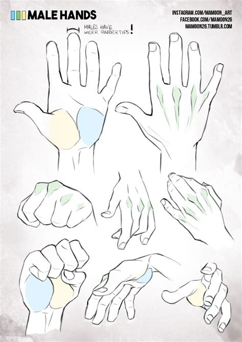Simplified Anatomy 05 Male Hands By Mamoonart Deviantart On