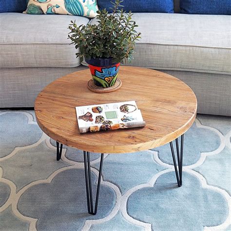 Rustic Round Old Elm Coffee Table Reclaimed Solid Wood Table