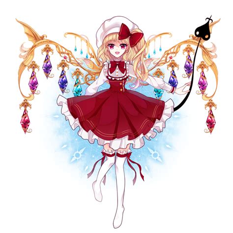 Safebooru 1girl Ascot Blonde Hair Bow Crycadia Crystal Flandre Scarlet Full Body Hat Hat Bow