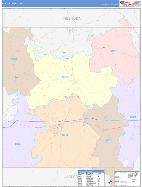 Newton County Ms Wall Map Color Cast Style By Marketmaps