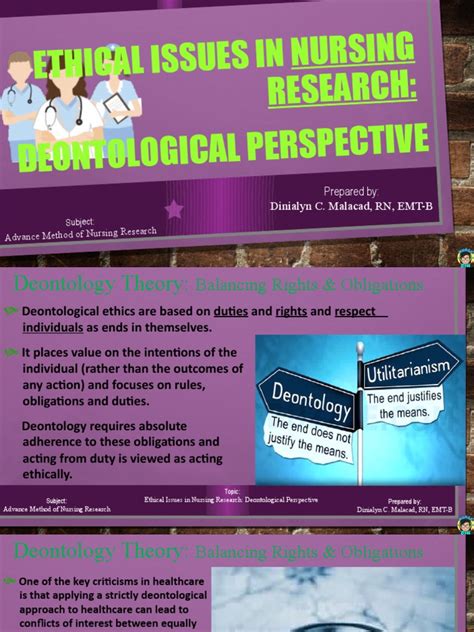 Ethical Issues In Nursing Research Deontological Perspective Pdf