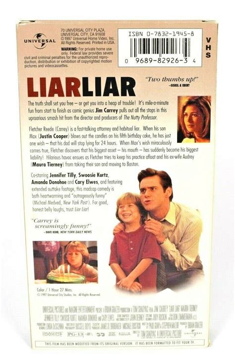 Liar Liar Vhs 1997 Jim Carrey Comedy Etsy