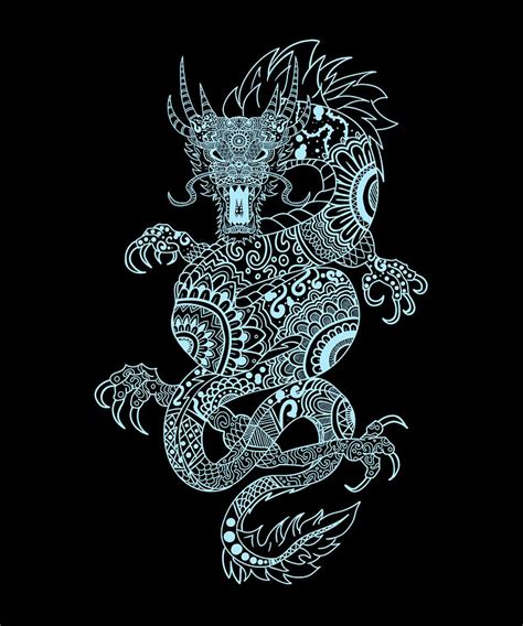 Mystic Chinese Dragon In Light Blue Digital Art By Organicfoodempire