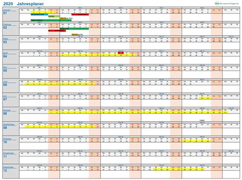 Jahresplaner Für Excel Alle Meine Vorlagende