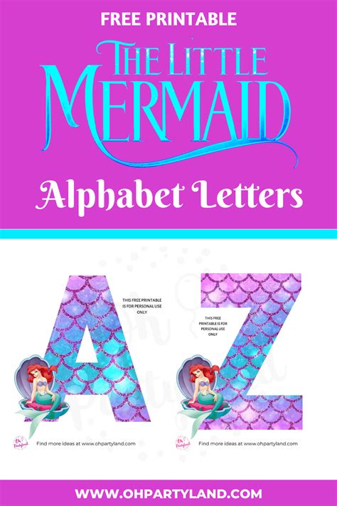 Embroidery Pattern Printable Little Mermaid Alphabet Letters This