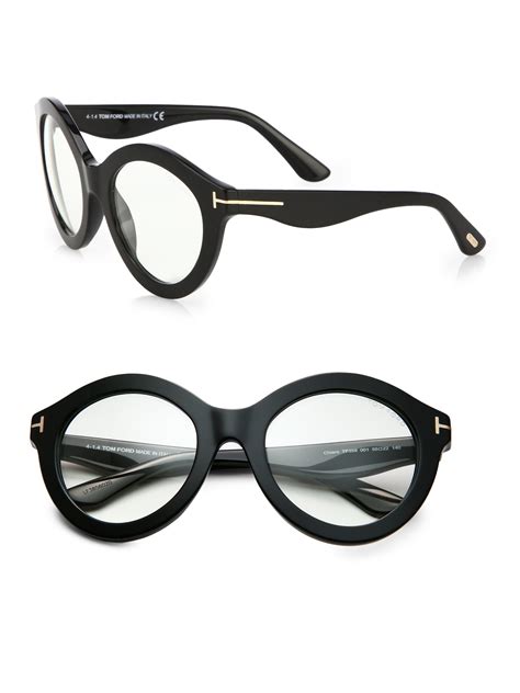 lyst tom ford exaggerated 55mm round optical glasses in black