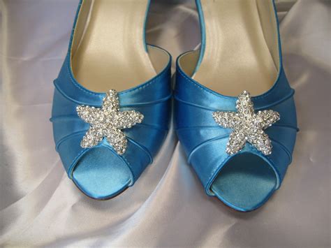 Blue Wedding Shoes With Crystal Starfish Beach Wedding Bridal