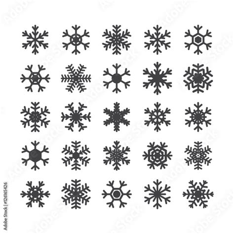 Set Of Different Snowflakes Isolated On White Background Snowfl