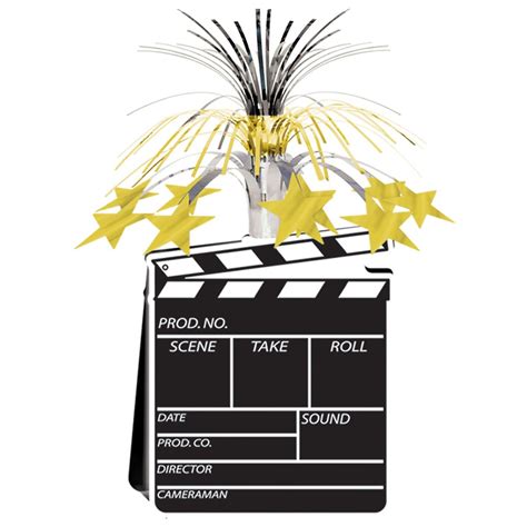 Club Pack Of 12 Movie Set Clapboard With Star Accent Centerpiece