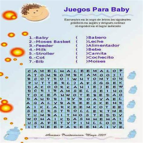 Juego De Sopa De Letras Baby Shower Imagui