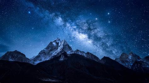 Milky Way Over The Himalayan Peak Ama Dablam In Nepal Milky Way