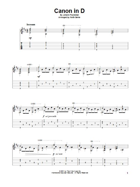 Please fill this form, we will try to respond as soon as possible. Canon In D Sheet Music | Keith Gehle | Solo Guitar