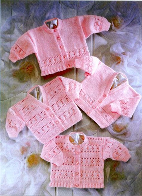 Girls Baby Cardigans 4 Ply Knitting Pattern 99p Baby Cardigan