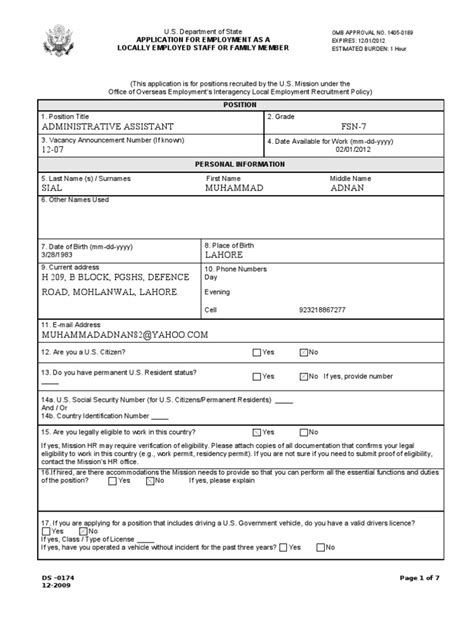 Ds 11 Sample Passport Application Form Filled Master Template