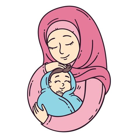 Muslim Mother Holding Baby 2143261 Vector Art At Vecteezy
