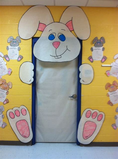 Easter Bunny Door Decoration In Kindergarten Easter Classroom School Door Decorations Easter