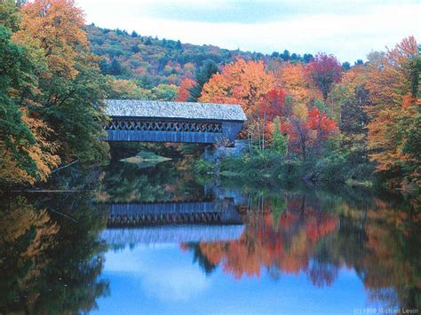 Covered Bridge Bridge Wallpaper Stowe Vermont New England Fall