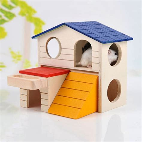 Luxury Natural Wooden Folding Hamster Toy Cage Decoration Hamster
