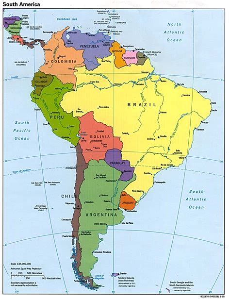 Mappa Politica Dellamerica Del Sud Mappa Politica Ad Alta
