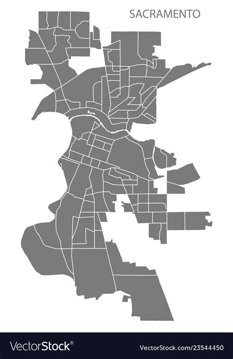 Sacramento California City Map With Neighborhoods Vector Image