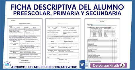 Ficha Descriptiva Del Alumno Para Preescolar Primaria Y Secundaria