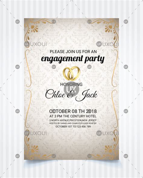 Nice Wedding Engagement Invitation Card Design Vector In Vintage Style