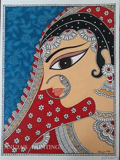 Buy Original Madhubani Painting Madhubani Bride Handpainted Acrylic Colours On Handmade